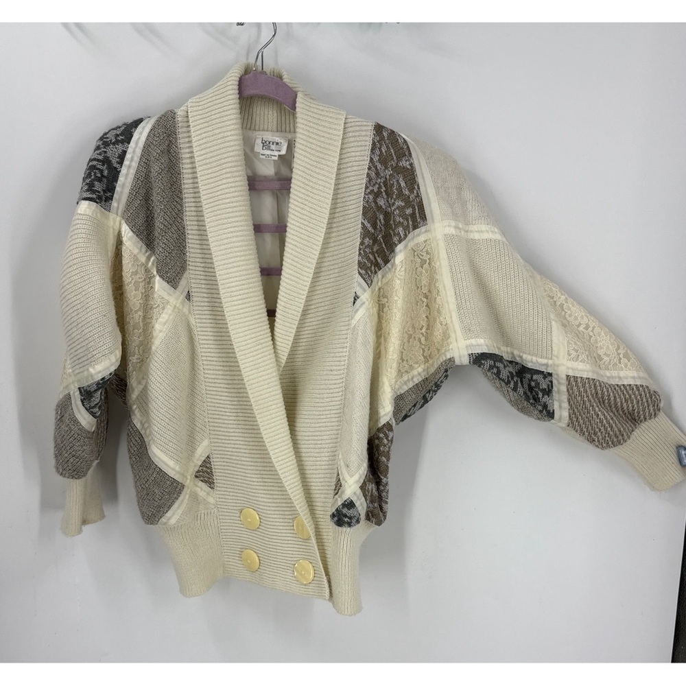 Bonnie and Bill, New York Vintage  boho cottage core Patchwork Sweater coat M